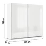 Schwebetürenschrank Quadra - Glasfront Alpinweiß - Breite: 226 cm