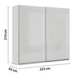 Schwebetürenschrank Quadra - Glasfront Seidengrau - Breite: 226 cm