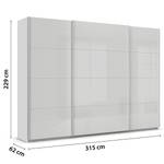 Schwebetürenschrank Quadra - Glasfront Seidengrau - Breite: 315 cm