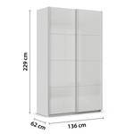 Schwebetürenschrank Quadra - Glasfront Seidengrau - Breite: 136 cm