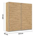 Schwebetürenschrank Quadra - Uni Eiche Artisan Dekor - Breite: 226 cm