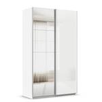 Schwebetürenschrank Quadra Glas&Spiegel Alpinweiß - Breite: 136 cm