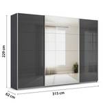 Schwebetürenschrank Quadra Glas&Spiegel Graumetallic - Breite: 315 cm