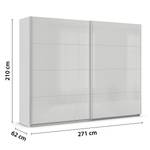 Schwebetürenschrank Quadra - Glasfront Seidengrau - Breite: 271 cm