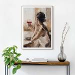 Gerahmtes Bild Evening Wine Gerahmtes Holzbild - Beige - 50 x 70 cm