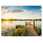 Kunstdruck Sonnenaufgang PVC - Blau - 60 x 80 cm