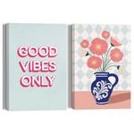 Leinwandbilder Good Vibes Only 2er-Set MDF Holzrahmen - Blau - 20 x 30 cm