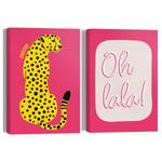 Leinwandbilder Oh La La 2er-Set MDF Holzrahmen - Pink - 20 x 30 cm