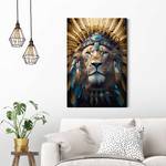 Wandbild Ornament Lion MDF - Blau - 60 x 90 cm