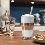 Kaffeeglas Latte Macchiato 4-teilig Klarglas / Edelstahl - Mehrfarbig - inklusive Löffel