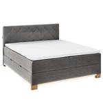 Beleuchtetes Boxspringbett Messina Webstoff Asha: Hellgrau - 160 x 200cm