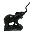 Skulptur Elefant 2er Set Schwarz - Kunststoff - Stein - 25 x 24 x 9 cm