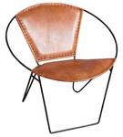 Fauteuil rond en cuir de chèvre marron e Marron - Métal - 68 x 70 x 67 cm