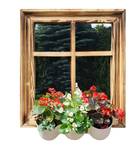 Holz Fensterrahmen Fenster mit Spiegel Massivholz - 67 x 77 x 26 cm