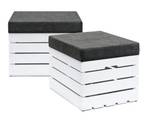 Sitzhocker mit Stauraum WHITE  2er Set Dunkelgrau