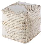 Pouf Würfel Jute Boho Braun - Weiß - Naturfaser - 45 x 45 x 45 cm