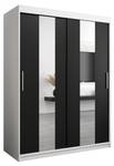 Armoire à portes coulissantes Pole Noir - Blanc - Largeur : 150 cm - 2 porte