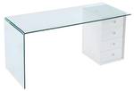 Bureau traditionnel MURIEL Blanc - Verre - 70 x 75 x 160 cm