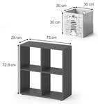 Raumteiler „Tetra“ Grau 4 Fächer mit Fal Grau - Holz teilmassiv - 72 x 72 x 29 cm