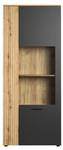 Vitrinenschrank Esteban Grau - Holz teilmassiv - 80 x 195 x 42 cm