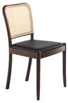 Chaise en simili cuir et rotin Noir - Marron - Bois manufacturé - Rotin - 48 x 84 x 50 cm
