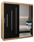 Armoire à portes coulissantes york 2 Noir - Imitation chêne - Largeur : 180 cm - 2 porte