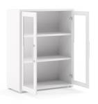 Bureau de rangement sur roulettes Prisme Blanc - En partie en bois massif - 89 x 113 x 40 cm