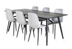 Essgruppe Sleek (7-teilig) Schwarz - Massivholz - 95 x 75 x 195 cm