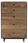 Meuble chiffonnier 5 tiroirs en pin Marron - En partie en bois massif - 40 x 110 x 70 cm