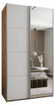 Armoire Lux 3 Imitation chêne - Argenté - Blanc - Largeur : 140 cm