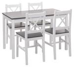 Ensemble salle à manger F77 (5 pcs) Gris - Blanc - Bois/Imitation - En partie en bois massif - 108 x 86 x 64 cm