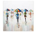 Tableau peint Sweet Rain Showers Bois massif - Textile - 80 x 80 x 4 cm