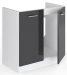 Meuble bas sous-évier R-Line 29247 Anthracite brillant - Blanc - 80 x 82 x 46 cm