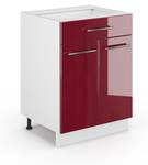 Meuble cuisine Fame-Line 34777 Bordeaux brillant - Blanc