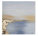 Tableau peint Enchanted Horizon Bleu - Bois massif - Textile - 80 x 80 x 4 cm