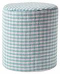 Designer Hocker Ottoman rund Gingham Blau