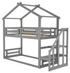 Hausbett ZHANG AGB14 Grau - Holzwerkstoff - Massivholz - 96 x 222 x 244 cm