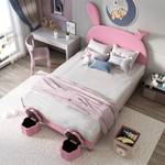 Polsterbett GLOWVELVZoo Ⅰ Pink - Holzwerkstoff - Metall - Textil - 147 x 152 x 204 cm