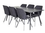 Essgruppe Sleek (7-teilig) Schwarz - Massivholz - 95 x 75 x 195 cm