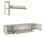 Wohnwand mit Granit Optik Beige - Holzwerkstoff - 180 x 45 x 32 cm