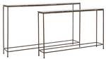 Beistelltisch MORENA 2er Set Braun - Metall - 25 x 82 x 140 cm