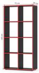 Raumteiler Scutum Schwarz/Rot 8 Fächer Schwarz - Rot - 143 x 72 x 29 cm