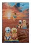 Tableau peint à la main Beach Holidays Rouge - Bois massif - Textile - 60 x 90 x 4 cm