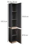 Hochschrank Gloria Braun - Grau - Holzwerkstoff - 33 x 197 x 35 cm