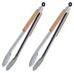 2 x Edelstahl Grillzange mit Holzgriff Anzahl Teile im Set: 2