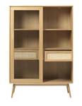 Vitrine 2 portes 2 tiroirs Marron - En partie en bois massif - 110 x 160 x 40 cm