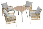 Gartenlounge-Set 5tlg Phanes Ⅱ Beige - Metall - Polyrattan - Textil