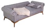 Schlafsofa Amsterdam Samt sofa 3-Sitzer Grau - Massivholz - 215 x 68 x 215 cm