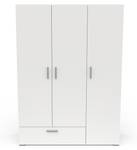 Armoire 3 portes 1 tiroir et penderie Blanc - Bois manufacturé - 52 x 186 x 135 cm