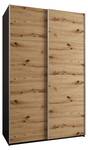 Armoire Lux 1 Noir - Imitation chêne - Argenté - Largeur : 160 cm